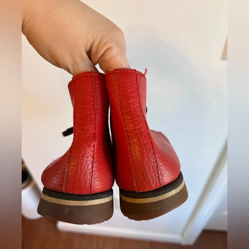 Vintage Dooney & Bourke Red Leather moccasin Men's Chukka Boots - Picture 4 of 8